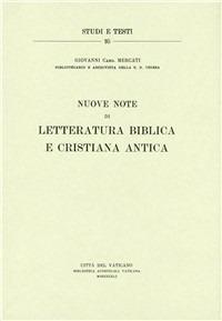 Nuove note di letteratura biblica e cristiana antica - Giovanni Mercati - copertina