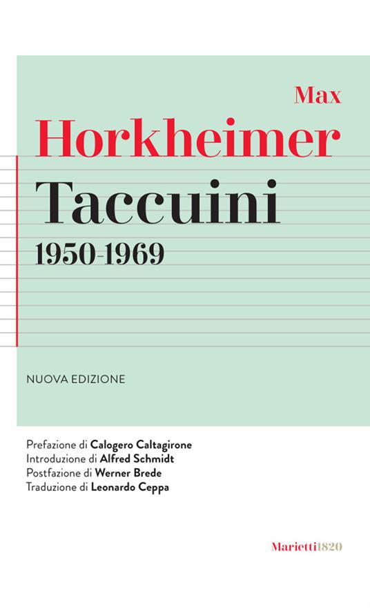 Taccuini 1950-1969. Nuova ediz. - Max Horkheimer - copertina