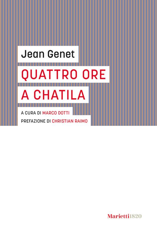 Quattro ore a Chatila - Jean Genet - copertina