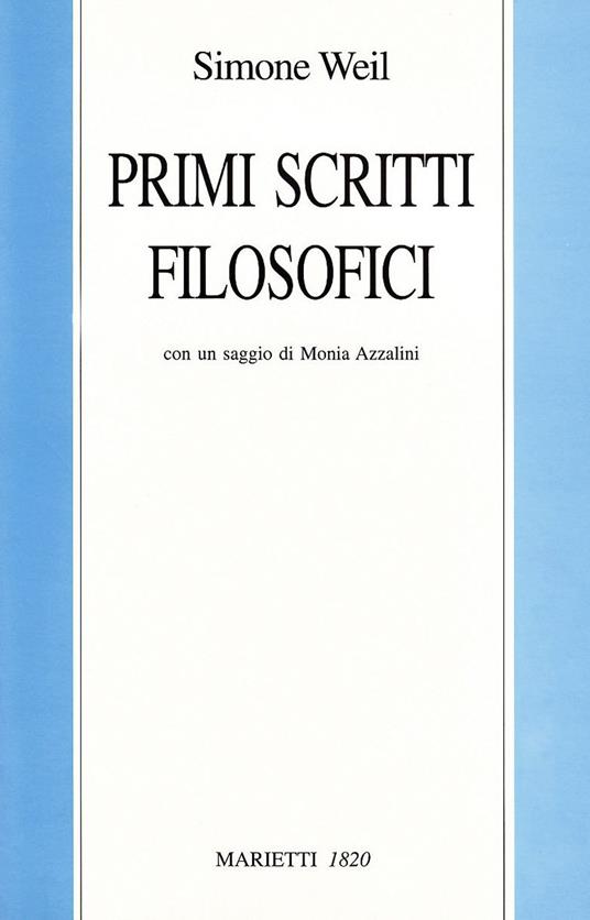 Primi scritti filosofici - Simone Weil - copertina