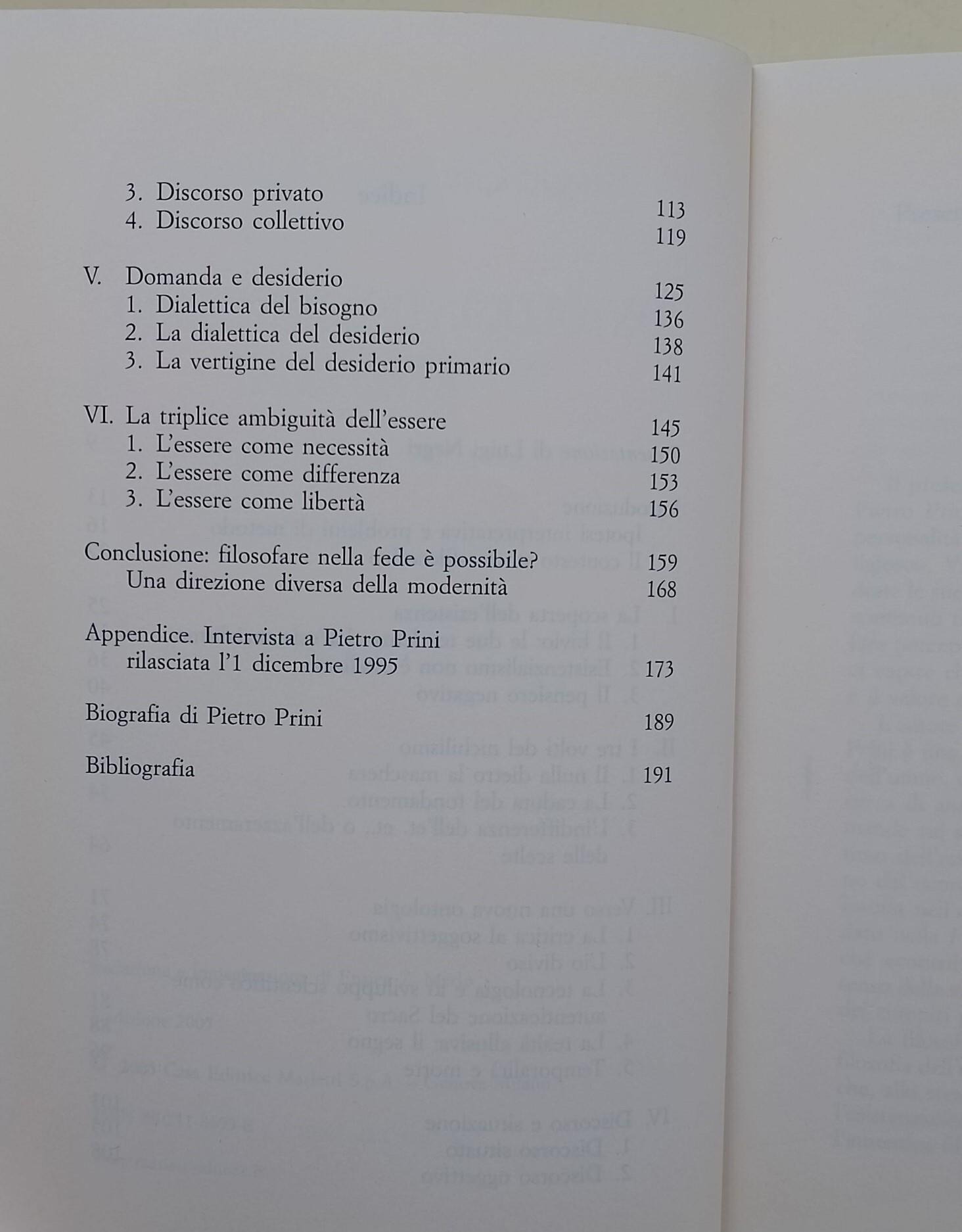 Ontologia del desiderio in Pietro Prini