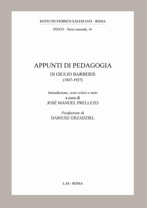 Appunti di pedagogia di Giulio Barberis (1847-1927) - copertina