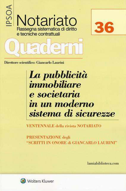 La pubblicità immobiliare e societaria in un moderno sistema di sicurezze - copertina