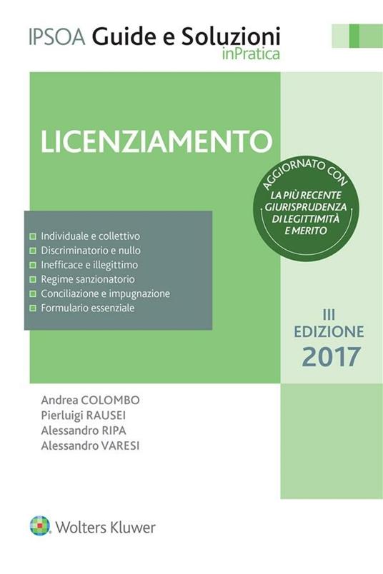 Licenziamento - Andrea Colombo,Pierluigi Rausei,Alessandro Ripa,Alessandro Varesi - ebook