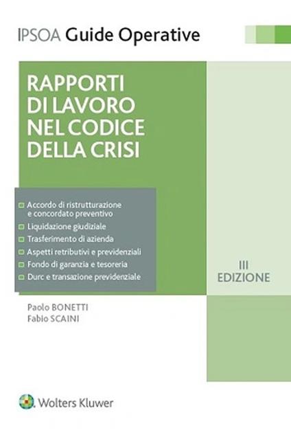 Rapporto di lavoro nel codice della crisi - Paolo Bonetti,Fabio Scaini - copertina