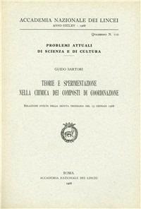Teorie e sperimentazione nella chimica dei composti di coordinazione - Guido Sartori - copertina