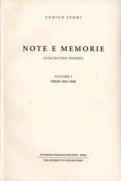 Note e memorie-Collected papers - Enrico Fermi - copertina