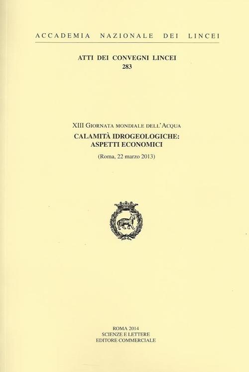 Calamità idrogeologiche. Aspetti economici. 13ª Giornata mondiale dell'acqua (Roma, 22 marzo 2013) - copertina