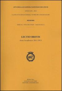 Lectio brevis (anno accademico 2012-2013) - copertina
