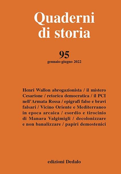 Quaderni di storia (2022). Vol. 95 - copertina