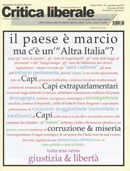 Critica liberale (2017). Vol. 231 - copertina