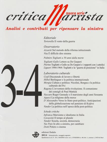 Critica marxista (2014) vol. 3-4 - copertina