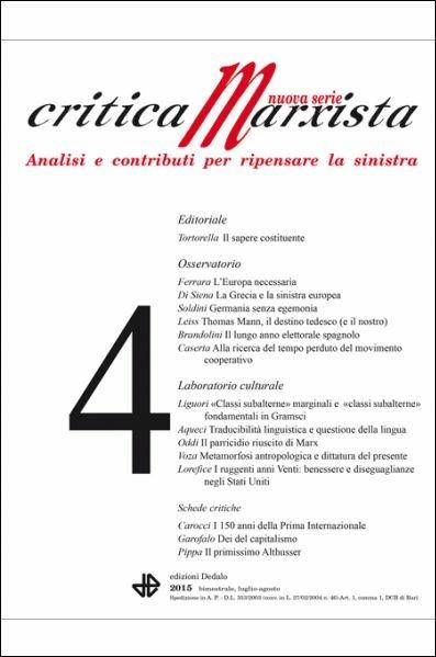 Critica marxista (2015). Vol. 4 - copertina