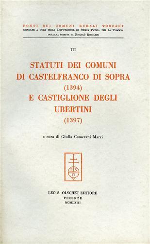 Statuti dei comuni di Castelfranco di Sopra (1394) e Castiglione degli Ubertini (1397) - copertina