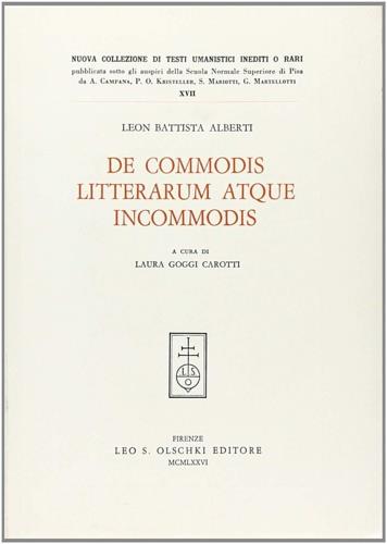 De commodis litterarum atque incommodis - Leon Battista Alberti - copertina