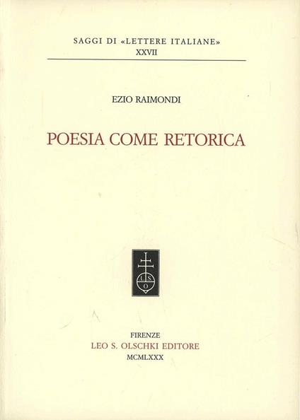 Poesia come retorica - Ezio Raimondi - copertina