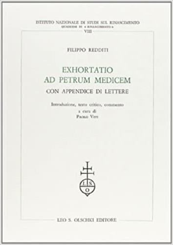 Exhortatio ad Petrum Medicem. Con appendice di lettere - Filippo Redditi - copertina