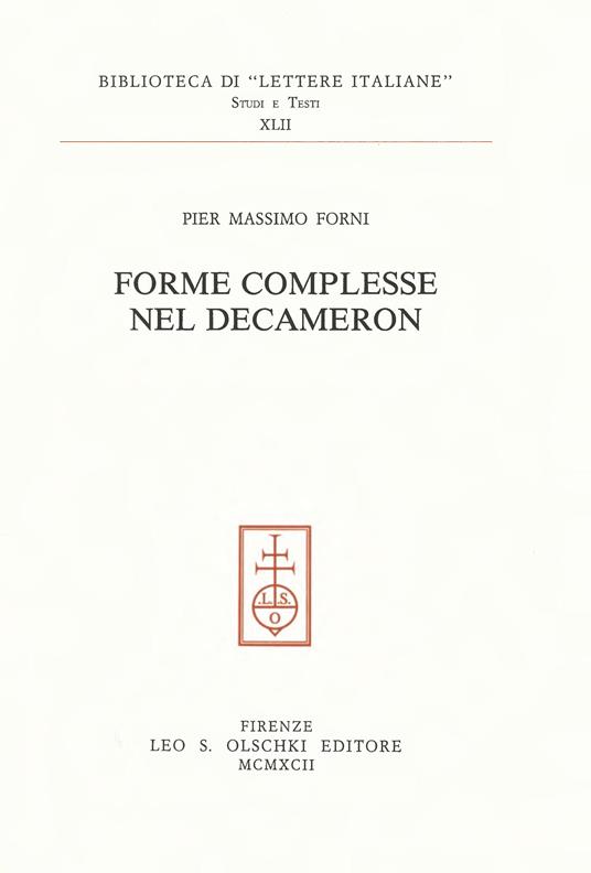 Forme complesse nel «Decameron» - Pier Massimo Forni - copertina