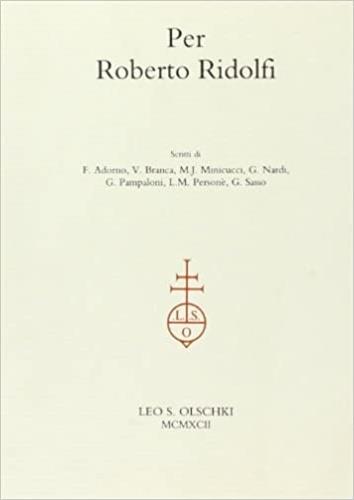 Per Roberto Ridolfi - copertina