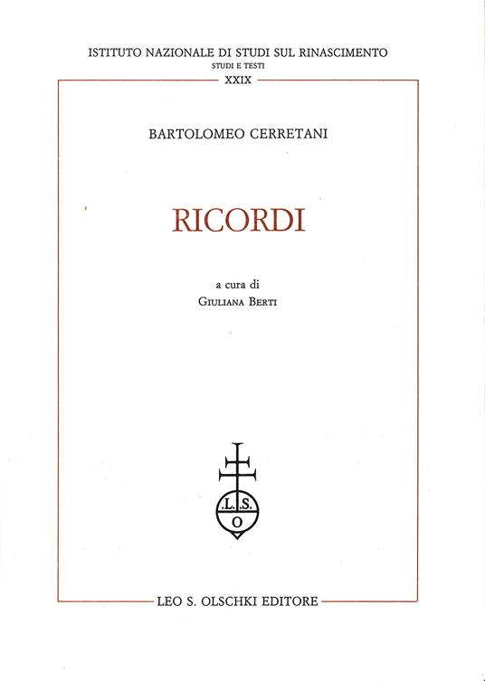 Ricordi - Bartolomeo Cerretani - copertina
