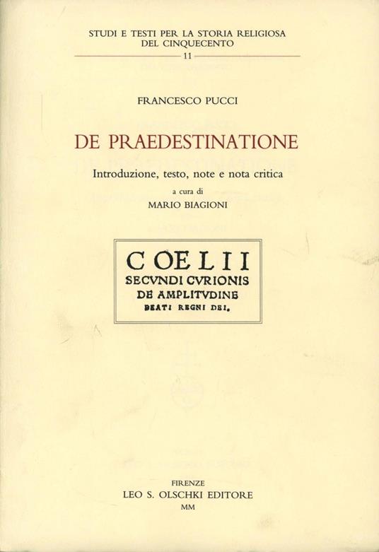 De praedestinatione - Francesco Pucci - copertina