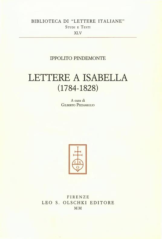 Lettere a Isabella (1784-1828) - Ippolito Pindemonte - copertina