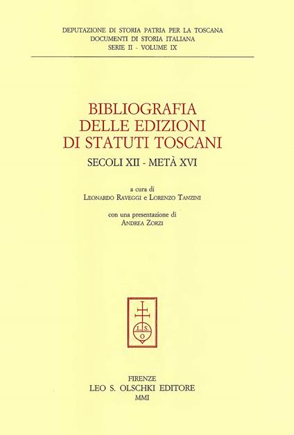 Bibliografia delle edizioni di statuti toscani. Secoli XII-metà XVI - copertina