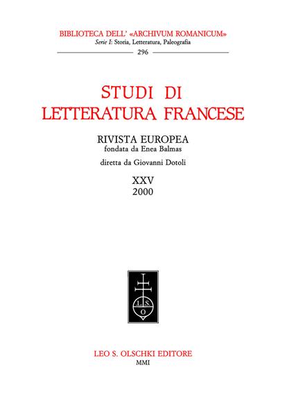 Studi di letteratura francese. Vol. 25 - copertina