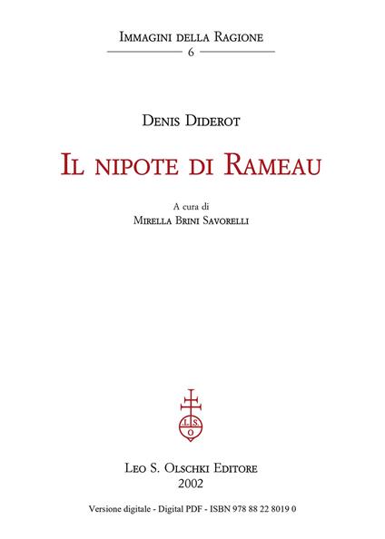 Il nipote di Rameau - Denis Diderot - copertina