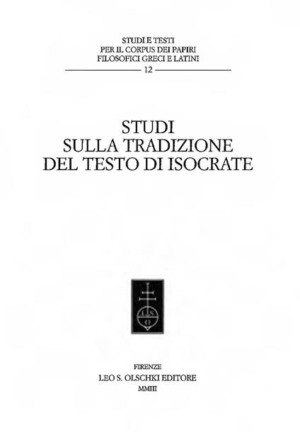 Studi sulla tradizione del testo di Isocrate - copertina