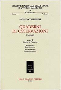 Quaderni di osservazioni. Vol. 1 - Antonio Vallisneri - copertina