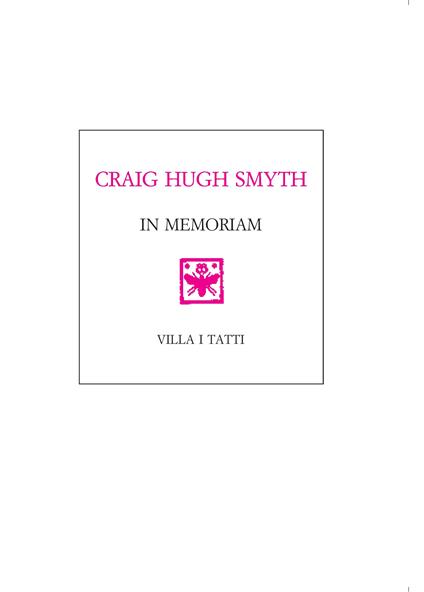 Craig Hugh Smyth. In memoriam - copertina