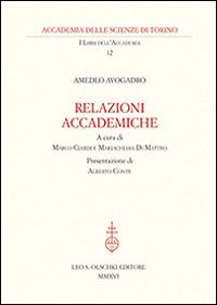 Amedeo Avogadro. Relazioni accademiche - copertina