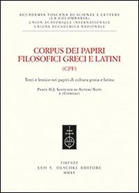 Corpus dei papiri filosofici greci e latini. Testi e lessico nei papiri di cultura greca e latina. Vol. 2/2: Sentenze di autori noti e «Chreiai» - copertina