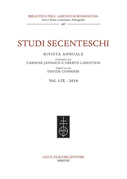 Studi secenteschi (2018). Vol. 59 - copertina