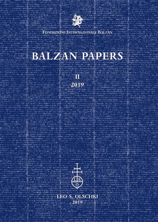 Balzan papers (2019) - copertina