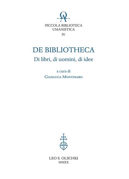 De bibliotheca. Di libri, di uomini, di idee - copertina