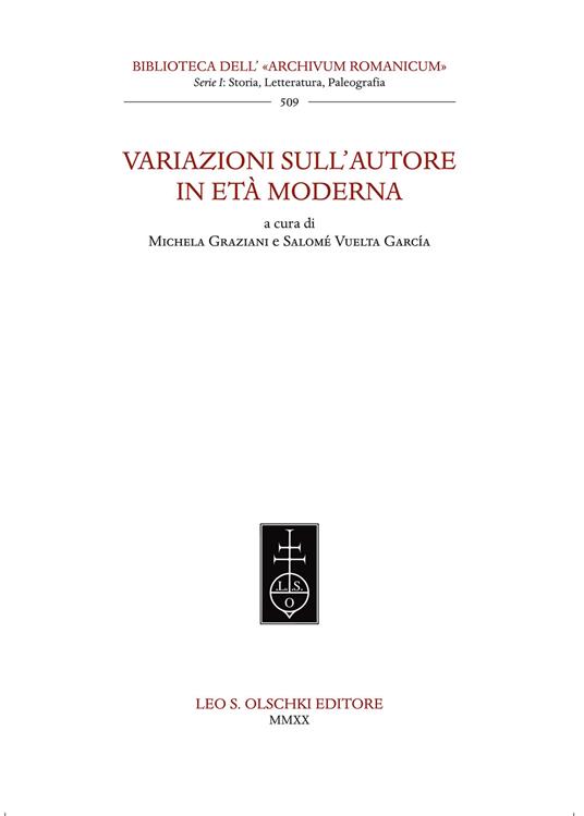 Variazioni sull'autore in età moderna - copertina