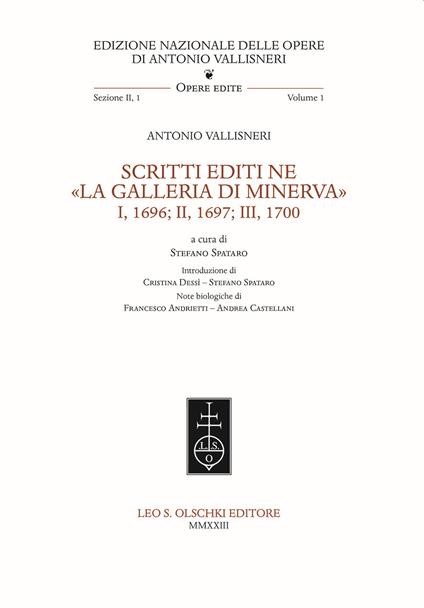Scritti editi ne «La Galleria di Minerva» I, 1696; II, 1697; III, 1700 - Antonio Vallisneri - copertina