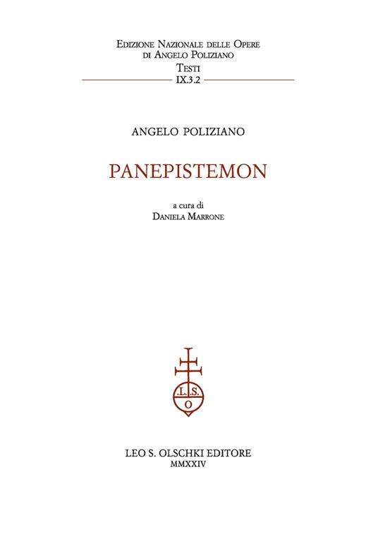 Panepistemon - Angelo Poliziano - copertina