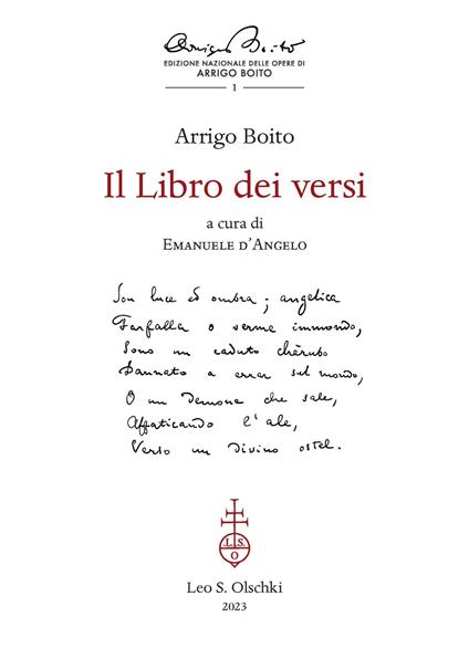 Il libro dei versi - Arrigo Boito - copertina