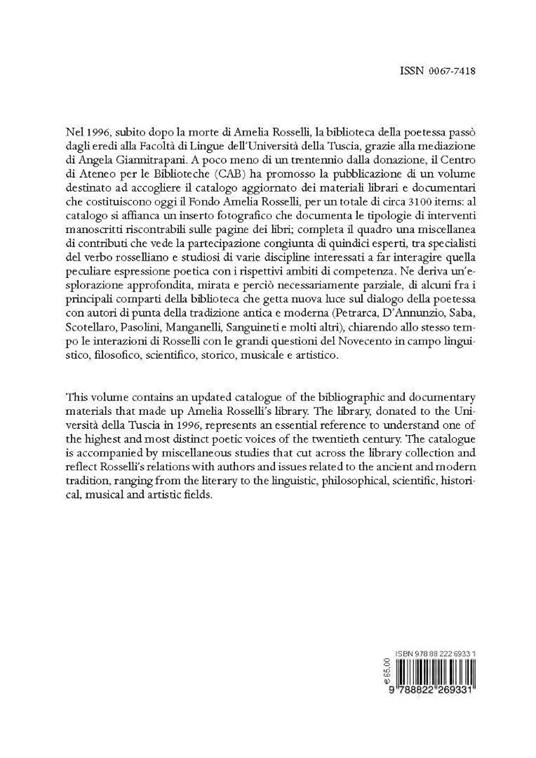 Il fondo Amelia Rosselli dell'Università della Tuscia. Saggi e apparati catalografici - 3