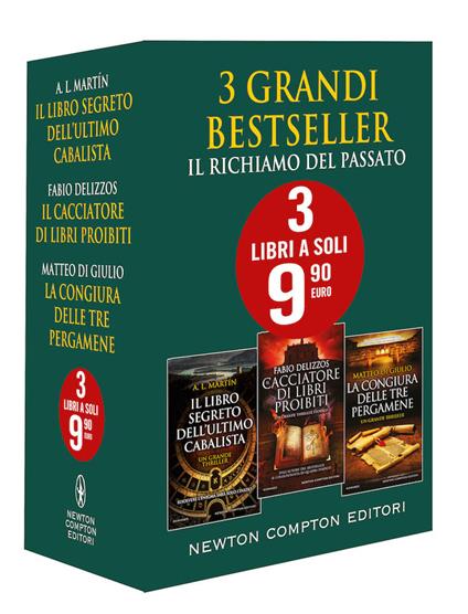 Il richiamo del passato: Il libro segreto dell'ultimo cabalista-Il cacciatore di libri proibiti-La congiura delle tre pergamene - A. L. Martin,Fabio Delizzos,Matteo Di Giulio - copertina