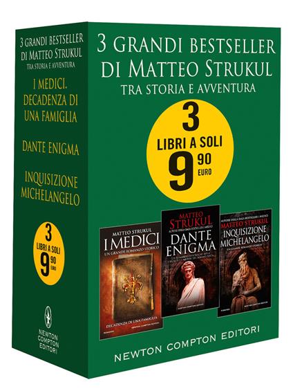 3 grandi bestseller. Tra storia e avventura: I Medici. Decadenza di una famiglia-Dante enigma-Inquisizione Michelangelo - Matteo Strukul - copertina
