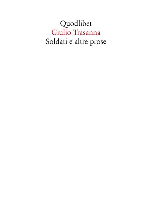 Soldati e altre prose - Giulio Trasanna - copertina