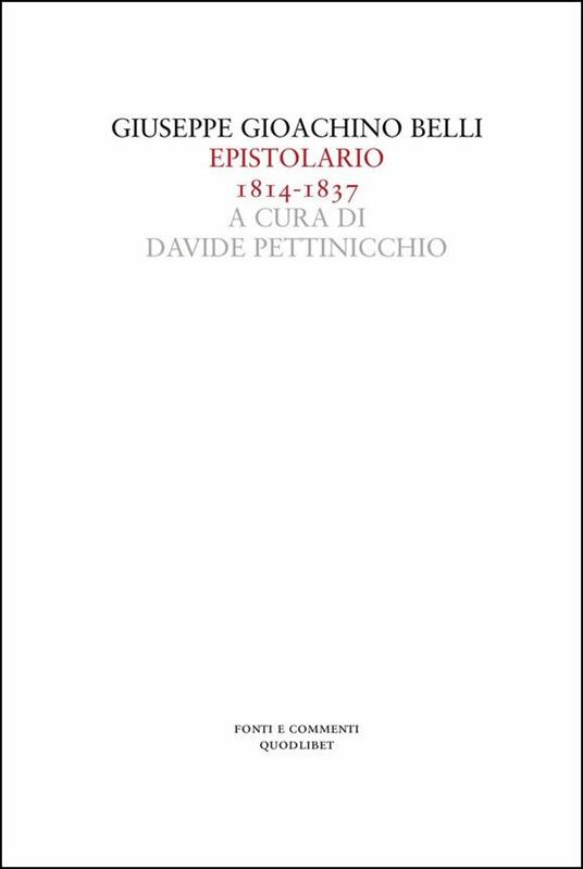 Epistolario (1814-1837) - Giuseppe Gioachino Belli - copertina