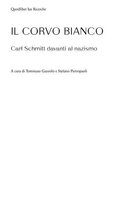 Il corvo bianco. Carl Schmitt davanti al nazismo - copertina