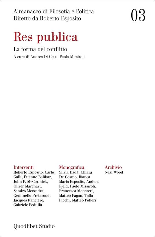 Almanacco di filosofia e politica (2021). Vol. 3: Res publica. La forma del conflitto - copertina