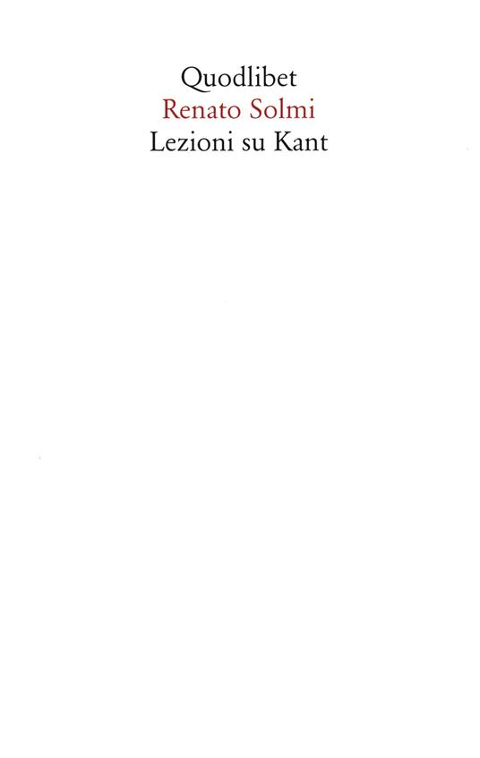 Lezioni su Kant - Renato Solmi - copertina
