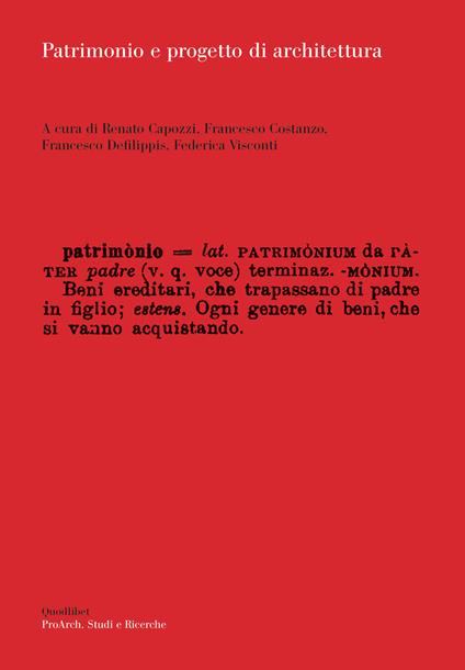 Patrimonio e progetto di architettura - copertina
